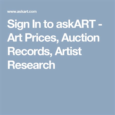 Askart com. Information on over 270000 artists; information varies in depth, but may include biographical, book, and periodical references, auction records, ... 