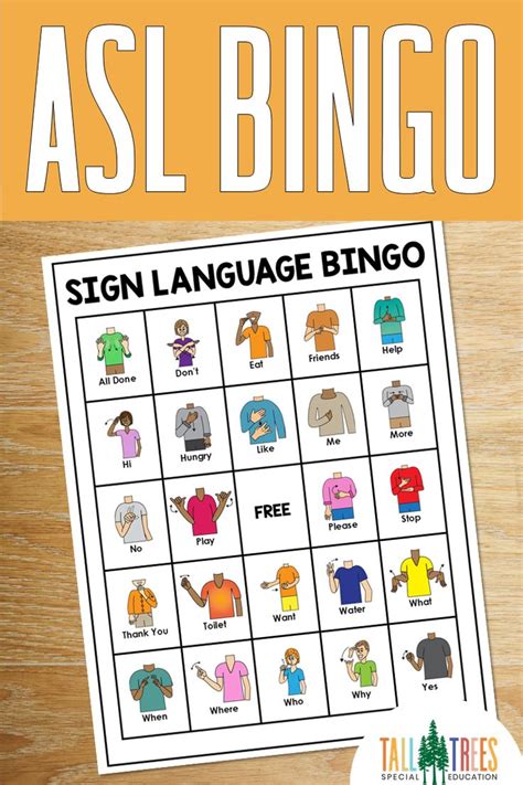 Asl Sign Language Bingo Game Language Games For Kids Sign Language