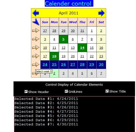 Asp Net Calendar Control With Textbox Box Choices