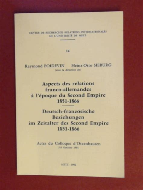 Aspects des relations franco allemandes à l'époque du second empire, 1851 1866. - The complete handbook for performing artists in classical music and ballet.
