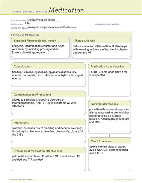 Aspirin Ati Medication Template Portal Tutorials