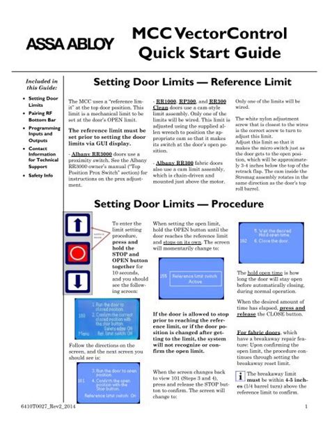 Assa abloy installation instructions.  ALBANY MCC VectorControl control unit pdf manual download...