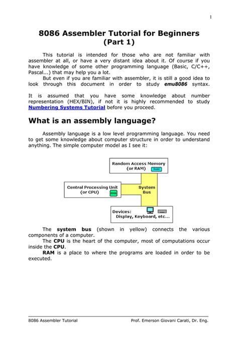 Assembly language programming 8086 examples pdf.  It is used in multiplication and d...