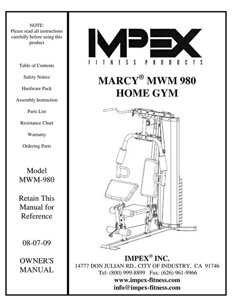 Assembly manual for marcy 980 home gym. - Craftsman lt 1000 owners manual online.