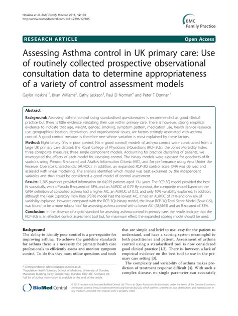 Assessing Asthma control in UK primary care Use of routinely collected