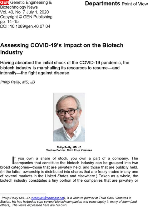 Assessing COVID-19’s Impact on the Biotech Industry