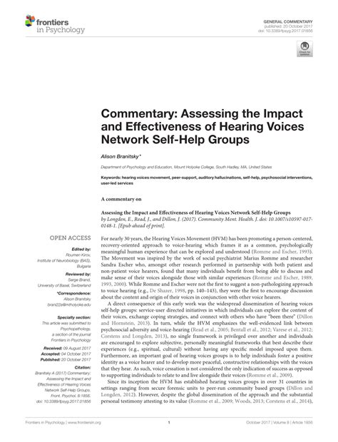 Assessing the Impact and Effectiveness of Hearing Voices