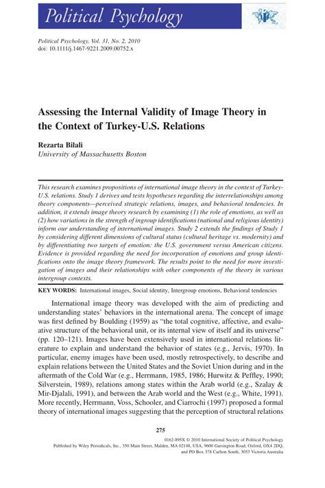 Assessing the Internal Validity of Image Theory in the …