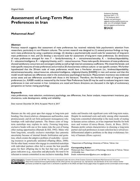 Assessment of Long-Term Mate Preferences in Iran - ResearchGate