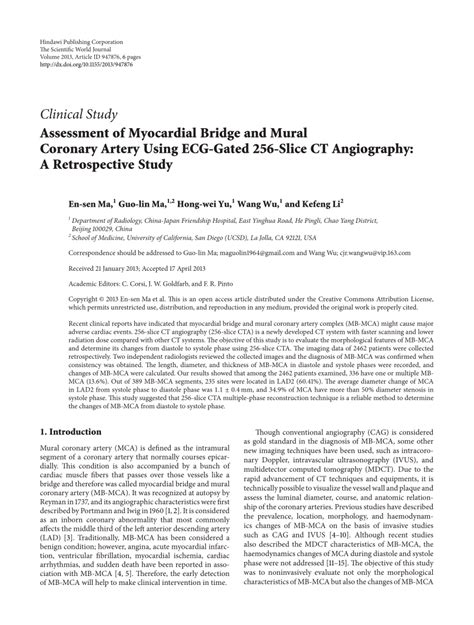 Assessment of Myocardial Bridges: A Retrospective Study.
