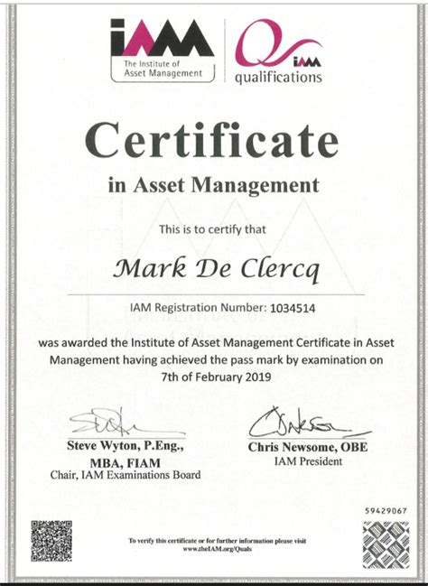 Asset management certification.  Explore the full list here for prices, link...