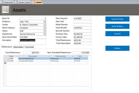 Assets Database Template