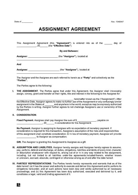 Assignment Agreement Template