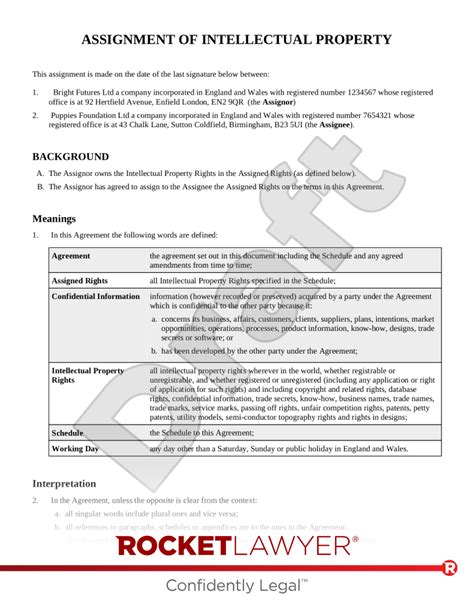 Assignment Of Intellectual Property Uk Template