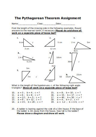 Assignment Theorem The Pythagorean