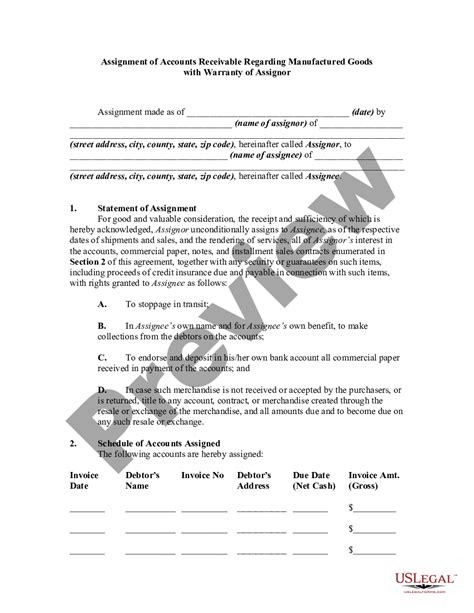Assignment of Accounts Receivable Forms Legal Forms and Business