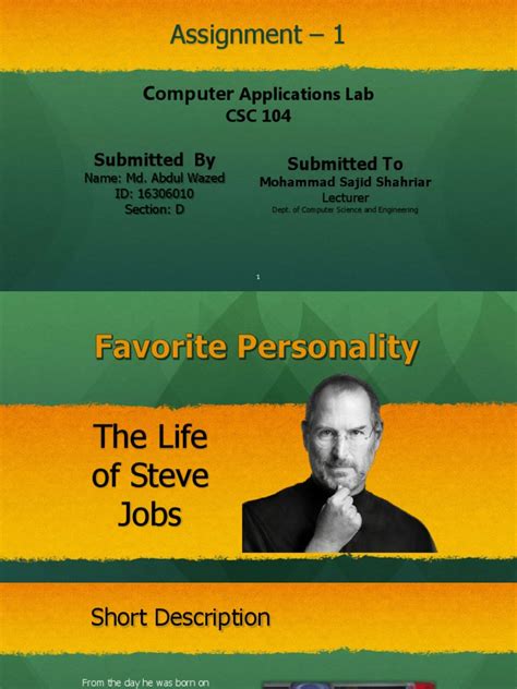 Assignment on steve jobs