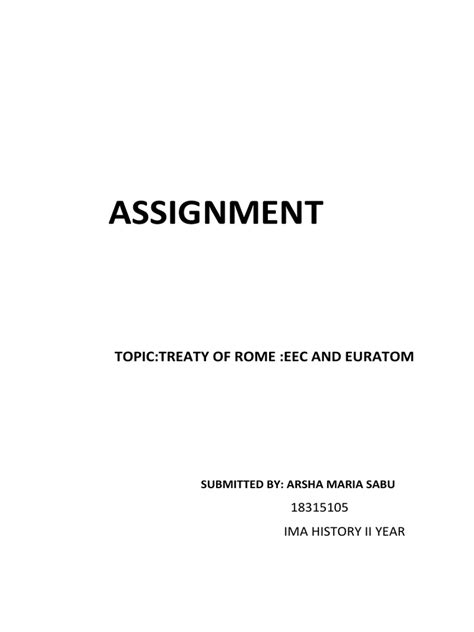 Assignment treaty of Rome Eec and Euratom 1 1