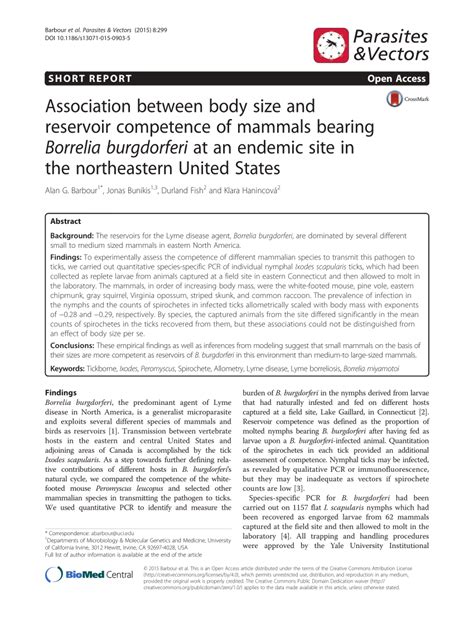 Association between body size and reservoir competence of