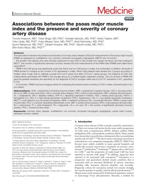 Associations between the psoas major muscle index and the