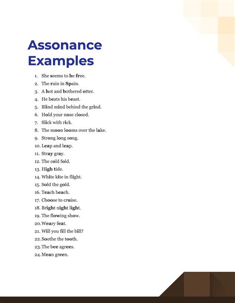 Assonance examples for students