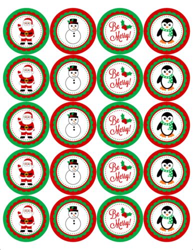 Assorted Christmas Themed Circle Labels Printable