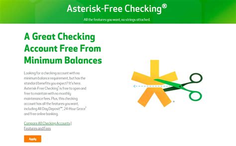 Asterisk free checking. Applying for a no minimum to open, no minimum balance checking account, like Asterisk- Free Checking ® with Huntington helps eliminate these unnecessary fees. 5. Funds Accessibility. Checking accounts provide the luxury of your money being readily available to you. Debit cards let you pay for items at checkout with a swipe of your card. 
