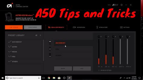 Astro a50 software.  Configure EQ, mic settings, and stream mixing.  Download to...