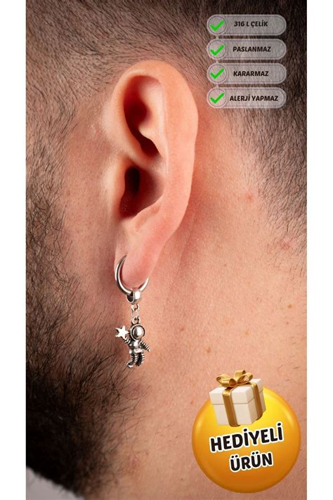 Astronot Model Erkek Küpe  2024.