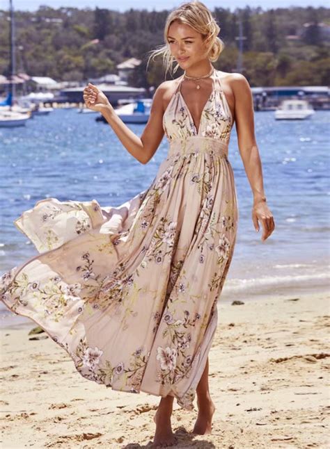 Astylish Womens Maxi Dress V Neck Boho Dress Floral Print