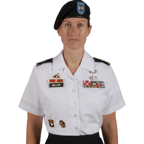The class b asu includes the army blue trousersskirtslacks a short or long sleeve white shirt. Female Worn centered 14 inch above the nameplate worn on right coat front. This message establishes a class b uniform category for the current blue asu as part of our bridging strategy. The asu setup officer trick.. 