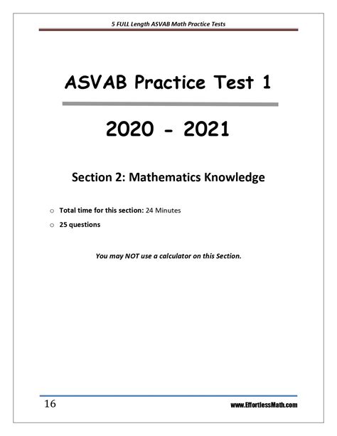 Asvab Math Practice Test 2020 Free Printable Pdf Worksheet