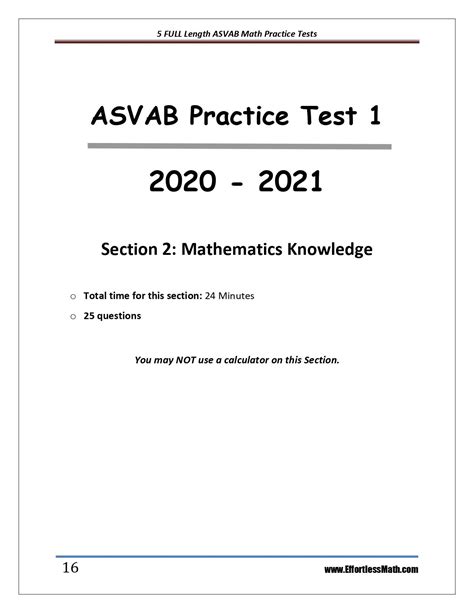 Asvab Practice Test Printable