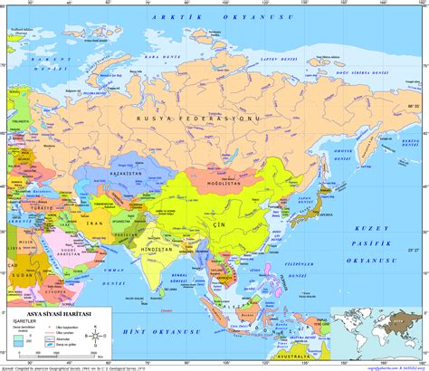 Asya kıtası siyasi haritası türkçe