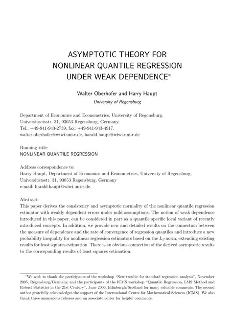 Asymptotic Theory Of Nonlinear Regression