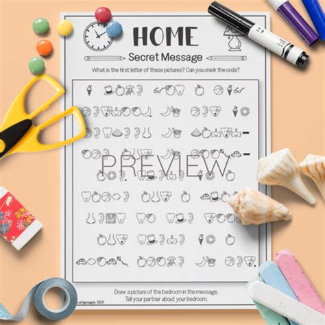 At Home Secret Message Activity ESL Worksheet For Kids