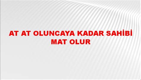 At at oluncaya kadar sahibi mat olur Atasözü Anlamı. 
