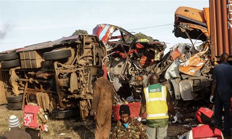 At least 45 people were killed in a road accident in western Kenya, police say