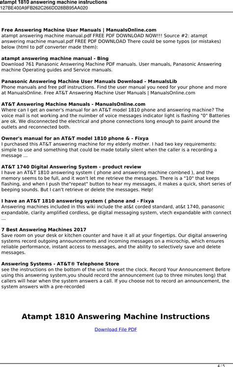 Atampt Answering Machine Codes