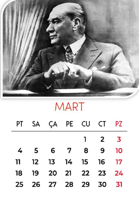 Atatürk duvar takvimi 2019