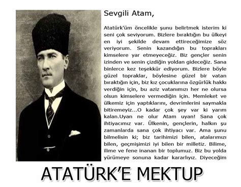 Atatürk e teşekkür mektubu kısa