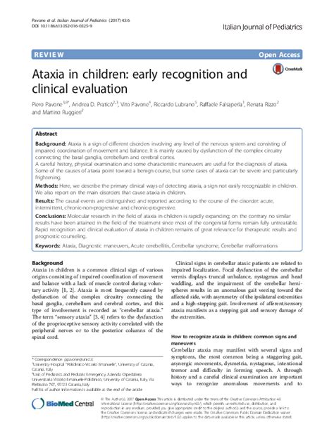 Ataxia in children: early recognition and clinical evaluation