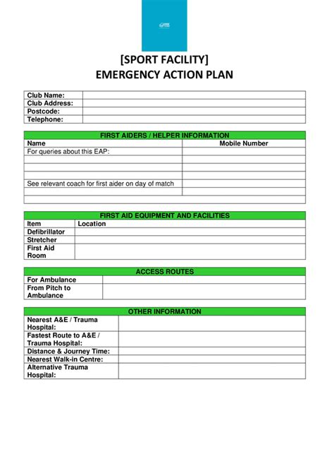 The emergency plan impacts coaches, spectators, practice/game officials as well as athletes. ... Included in the emergency plan are site specific emergency action .... 