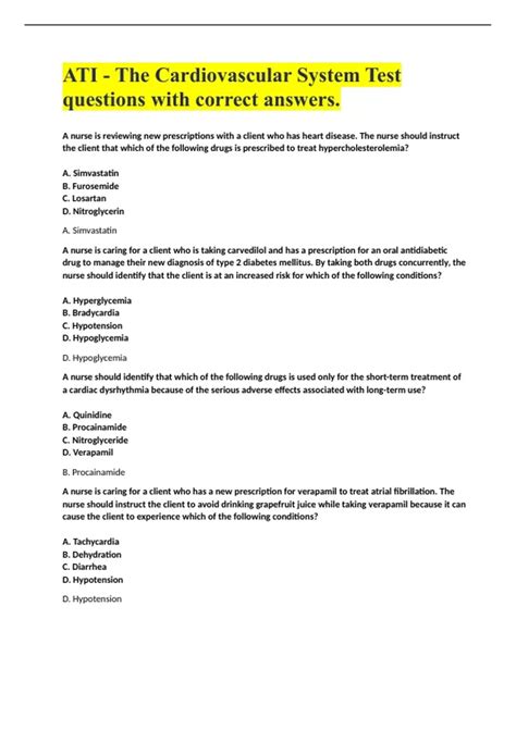 Ati Cardiovascular Answers