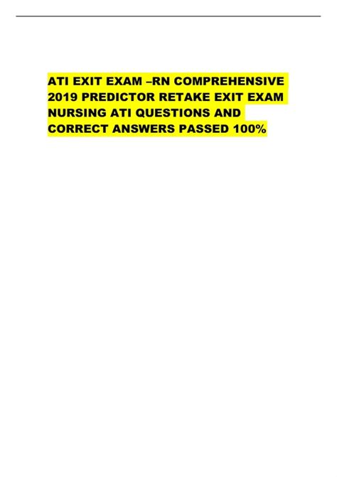Ati Exit exam RN Comprehensive Predictor 2019 Form D