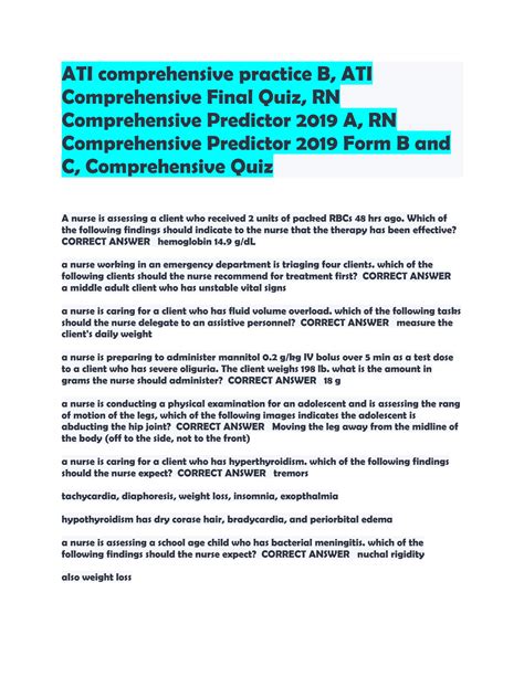 RN ATI capstone proctored comprehensive assessment 2019 B | ATI Comprehensive Practice Test B (Best study guide version with complete solution) Read. Articles.. 