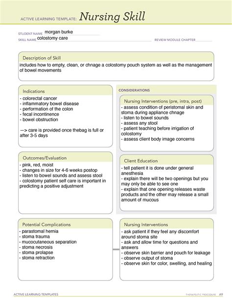 Module 2: Caring for Clients who have Gastrointestinal Disorders TIME RESOURCE LOCATION COMPLETE PHASE 1: PREPARATION AND PREBRIEFING SKILLS 3.0 MODULE ACTIVITIES Complete the pretest, review the lesson, and finish with the posttest for Ostomy Care. 30 min MY ATI > Apply ACTIVE LEARNING TEMPLATE …. 