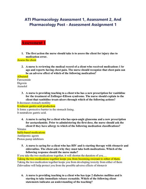 ATI Pharmacology Assessment 1, Assessment 2, And Pharmacology Post - Assessment Assignment 1. 3. ATI ASSESSMENT LEADERSHIP AND COMMUNITY HEALTH - NURS 406 / NURS406. 4.. 
