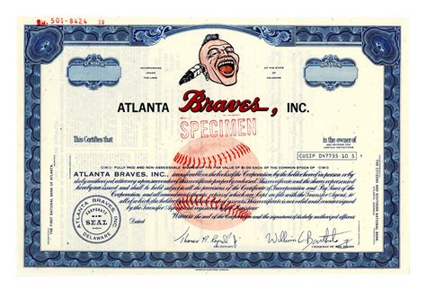 We specialize in Atlanta (Liberty) Braves stock gifts. Real one share ownership in a company they love plus the framed Atlanta (Liberty) Braves stock certificate. 480.621.6657 