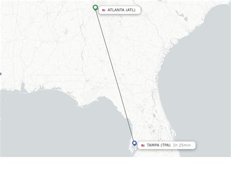  The journey Atlanta to Tampa takes as little as 11 hours 25 minutes and can cost as little as 46,99 €. The first bus leaves at 00:50 and the last bus leaves at 21:30 . FlixBus runs 3 rides each day between Atlanta and Tampa and when travelling with FlixBus, you can expect free Wifi, power sockets and a guaranteed seat for your journey. . 